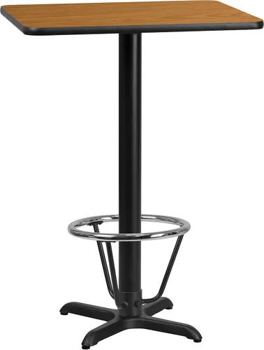 Miniatura 6 de Flash Muebles 24" x 30" mesa rectangular parte superior con 22" x 22" Bar Altura Base de mesa y pie anillo, Hierro fundido, Negro