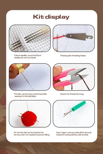 Miniatura 7 de Kits de punto de cruz estampado de dos gatitos para adultos principiantes patrón preimpreso 11CT DIY bordado fácil kits de punto de aguja regalos