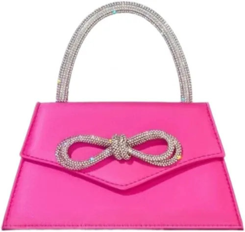 AFB Bolsos de mano de noche con diamantes de imitación para mujer, con lazo de satén, bolso cruzado para fiesta, boda, baile de graduación