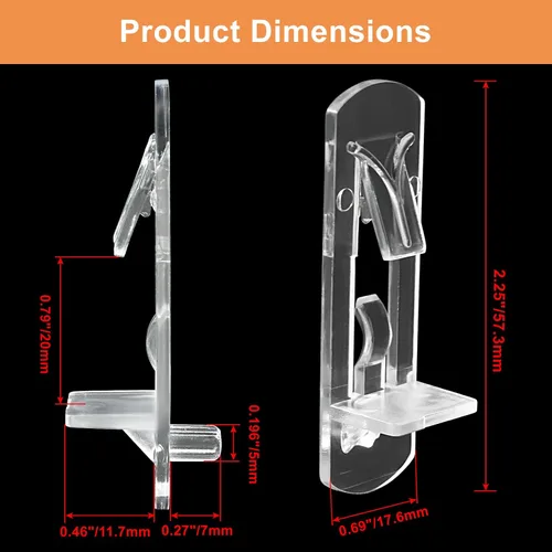 Miniatura 2 de 20 piezas de clavijas de estante de plástico con bloqueo de 5 mm, clips de soporte de estante de plástico transparente de 3/4" con bloqueo