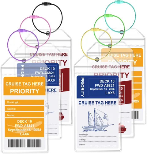 Etiquetas de equipaje de crucero, paquete de 6 etiquetas de equipaje para cruceros, soportes de etiquetas de crucero para equipaje, soporte de