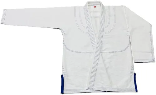 Miniatura 4 de Blanco Royal Blue Stitch Bjj Gi Jiu Jitsu Kimonos Gi 100% algodón Perl Weave 450GSM