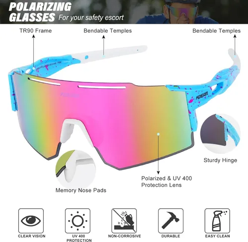 Miniatura 3 de Gafas de sol polarizadas deportivas para mujeres y hombres, UV400, gafas de ciclismo, béisbol, correr, pesca, al aire libre, resistentes al viento C2
