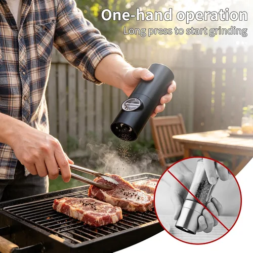 Miniatura 4 de Gulex Molinillo eléctrico de pimienta alimentado por batería, 1 paquete/2 unidades, molinillo de pimienta automático con luz LED, grosor ajustable