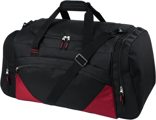 Bolsa de gimnasio para hombre, 21 pulgadas, grande, para viajes y deportes, negro rojo, Bolsa de gimnasio para hombre