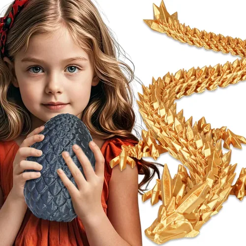 Miniatura 30 de Huevos de dragón pequeños con dragón en el interior, regalos divertidos sorpresa impresos en 3D para niños, juguetes fidget articulados de dragón Oro