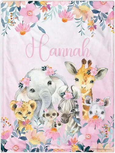 Miniatura 20 de J&SBGFT Manta personalizada para bebé niña, manta de recepción de elefante, regalo personalizado para bebé, esenciales para recién nacidos, 30 x 40