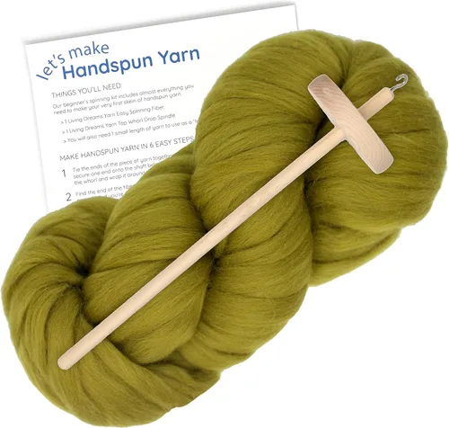 Miniatura 8 de APRENDE a GIRAR - Kit de Spinning para Principiantes con Husillo de Caída y Lápiz Merino Roving. Elige tu color y haz hilo! Color: Gamuza