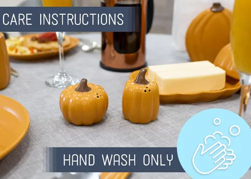Miniatura 3 de Nat & Jules - Mini salero y pimentero de cerámica con forma de calabaza de 3 pulgadas, perfecto para Acción de Gracias, Halloween y decoración