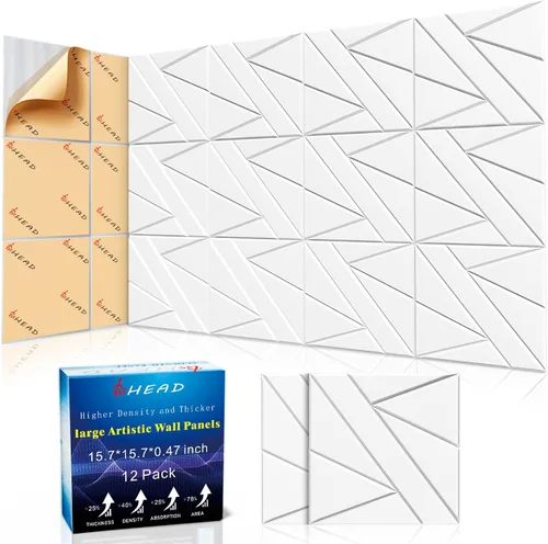 Miniatura 12 de BSHEAD 10 piezas de paneles acústicos de microfibra de 165dtex, paneles de pared insonorizantes autoadhesivos, paneles de espuma de 12 x 12 x 0.4