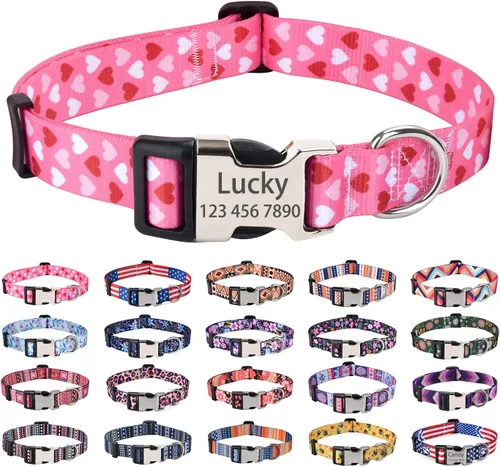 Miniatura 22 de Collares de perro personalizados Mihqy, collar de perro personalizado con nombre y número de teléfono, múltiples patrones y 4 tamaños, collar