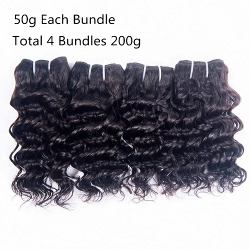 Miniatura 2 de Extensiones de cabello humano brasileño ondas profundas 4 paquetes 50 g 20 cm 10A rizado corto y esponjoso, onda profunda cosida en remmy, cabello