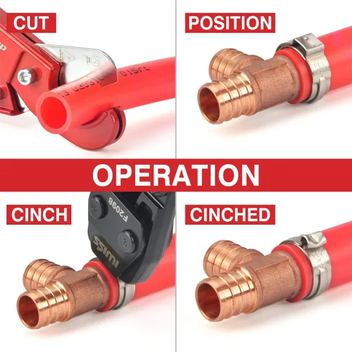 Miniatura 6 de iCRIMP KIT-1096D Kit de herramientas de abrazaderas de cincha PEX para abrazaderas de cincha PEX de 3/8 a 1 pulgada, con 20 piezas de anillos