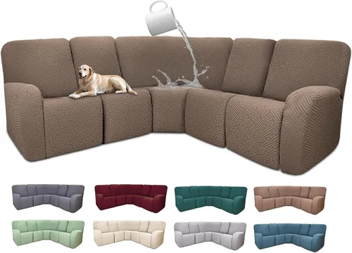 Miniatura 102 de Fundas de sofá reclinable seccional 100% impermeables para sofá reclinable en forma de L, funda de sofá modular de esquina en forma de L, fundas