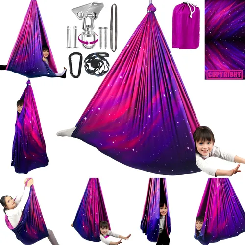 Miniatura 12 de HiCamer Columpio Sensorial de Doble Capa para Niños y Adultos Soporta hasta 300 libras Columpio de Terapia de Abrazo para Interiores y Exteriores