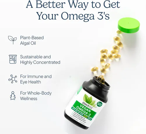 Miniatura 2 de Zenwise - Aceite de pescado vegano omega-3 a base de plantas, fuente alternativa de algas marinas para ácidos grasos EPA y DHA, suplemento sin