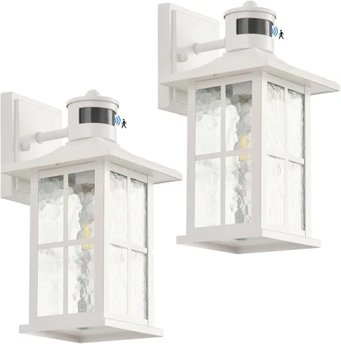 Miniatura 11 de FLEDAVID Luminarias de Pared Exteriores con Sensor de Movimiento del Anochecer al Amanecer, Farol de Porche Exterior Blanco, Iluminación de Aplique