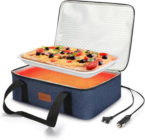 Calentador de Alimentos Eléctrico Portátil para Cazuela - Bolsa de Almuerzo Grande con Calefacción para Coche y Camión, 12V/24V/110V, Termo para