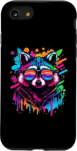 Miniatura 18 de Rainbow Raccoon Sunglasses Vaporwave Synthwave Retrowave Case for iPhone 17 Pro