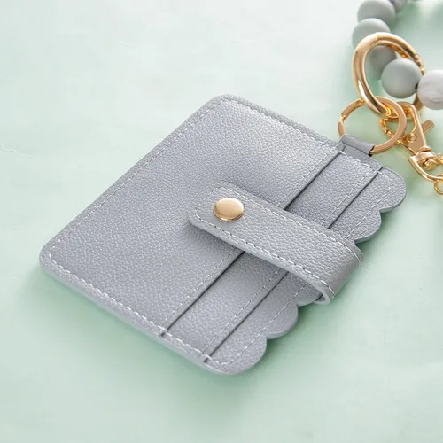 Miniatura 9 de Real Sic Pulsera de pulsera llavero billetera, soporte para tarjetas de crédito con cuentas de silicona, funda multifuncional de moda para tarjetas