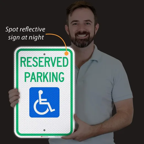 Miniatura 4 de SmartSign Letrero federal de estacionamiento para discapacitados "Reserved Parking" Aluminio reflectante de grado diamante 3M de 12 x 18 pulgadas