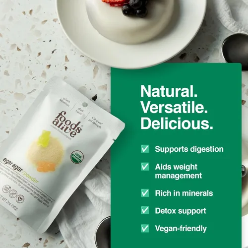 Miniatura 3 de Foods Alive Polvo de Agar Agar Orgánico 2 oz Gelatina a Base de Plantas Gelatina Kosher Vegano Sin Gluten