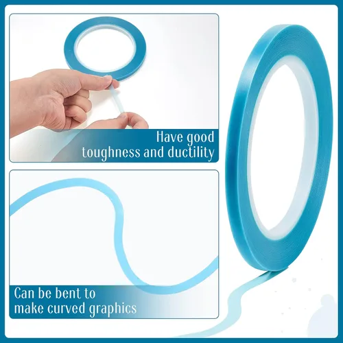 Miniatura 3 de Xuniea 5 Rollos de Cinta Adhesiva de Vinilo para Enmascarar Cinta de Carrocería Automotriz para Curvas, Vinilo de Alta Temperatura de Baja Azul