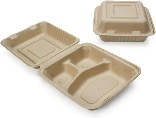 Miniatura 9 de Recipientes desechables 100% compostables con tapas [9 x 6 pulgadas paquete de 50 unidades] Recipientes ecológicos para llevar, resistentes