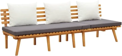 Miniatura 4 de Ensemble de Salon de Jardin 4 Pièces en Bois d'Acacia Massif Gris, Modulaire et Confortable avec Coussins, Pour Terrasse, Balcon ou Jardin Extérieur