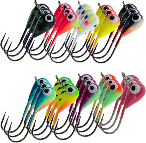 Miniatura 40 de Reaction Tackle Plantillas de pesca en hielo de tungsteno - Plantilla súper sensible en forma de lágrima para panfish, crappie, lucioperca, perca