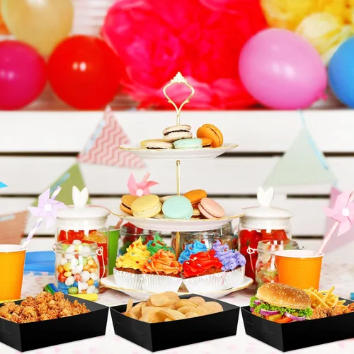 Miniatura 2 de Uiifan 50 bandejas de papel extra grandes de 5 libras desechables para alimentos, barco, nachos, bandejas para servir aperitivos, resistentes a