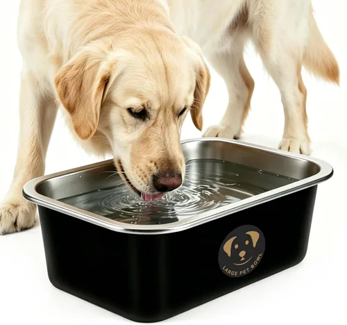 Miniatura 9 de Cuenco de agua grande de acero inoxidable de 1.25 galones, cuenco de agua para perros al aire libre, cuencos metálicos de alta capacidad para perros