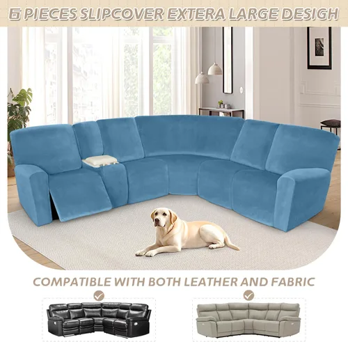 Miniatura 531 de Arfntevss Fundas de sofá seccional reclinable de terciopelo, Funda de sofá seccional de esquina para sofá reclinable, Funda elástica suave