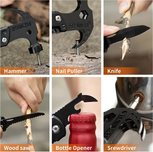 Miniatura 6 de Martillo multiherramienta, regalo de múltiples herramientas 12 en 1 para hombres, regalos para papá, rellenos de calcetines de Navidad para marido