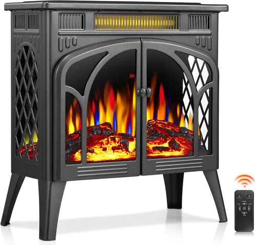 Miniatura 7 de ZAFRO Calentador eléctrico de chimenea de 24 pulgadas, 5100 BTU independiente con control remoto y temporizador, color de llama ajustable, 500 Negro