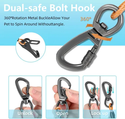 Miniatura 2 de Arnés de cinturón de seguridad de automóvil 3 en 1 para perro, cinturón de seguridad de acero a prueba de mordeduras con hebilla y clip de alta