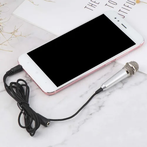 Miniatura 3 de 4 piezas mini micrófono mini karaoke micrófono para grabación de voz, micrófono portátil para chatear y cantar compatible con smartphone iPhone