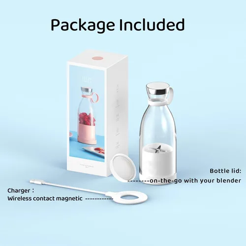 Miniatura 7 de Asa Vea Mini licuadora para batidos y batidos, licuadora portátil, recargable, licuadora de tamaño personal con tapa exterior de viaje con 4