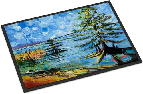 Miniatura 246 de Caroline's Treasures JMK1017JMAT - Tapete de caza de rana garza azul, 24 x 36 pulgadas, tapete para puerta delantera, interior y exterior