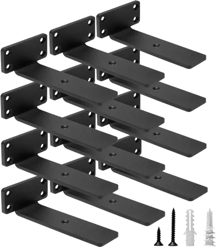 Miniatura 8 de HITOMEN Soportes de estante flotante de servicio pesado, accesorios de estantes ocultos de 8 pulgadas (1/5 pulgadas de grosor), soportes de hierro