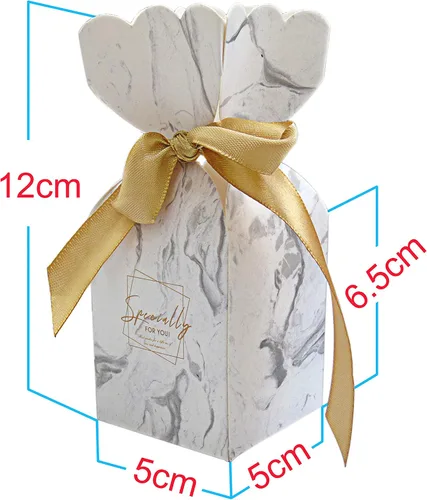 Miniatura 2 de Lontenrea 50 cajas de dulces para boda, fiesta de cumpleaños, caja de regalo con 50 cintas doradas para decoración