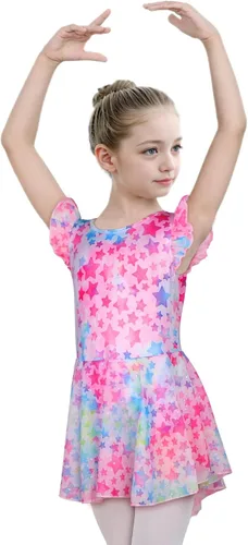 Miniatura 24 de LUOUSE Elegante leotardo de ballet para niñas con falda, mangas con volantes y volantes, perfecto para baile y gimnasia