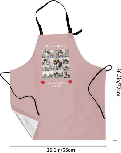 Miniatura 7 de Delantales personalizados para mujer, diseño de delantal de chef ajustable con nombre, textos, fotos, flores, regalos para el día de la madre