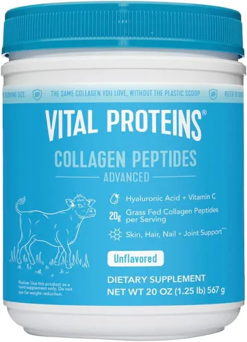 Miniatura 2 de Vital Proteins Péptidos de colágeno en polvo, 20 onzas, sin sabor + 11.5 onzas de vainilla