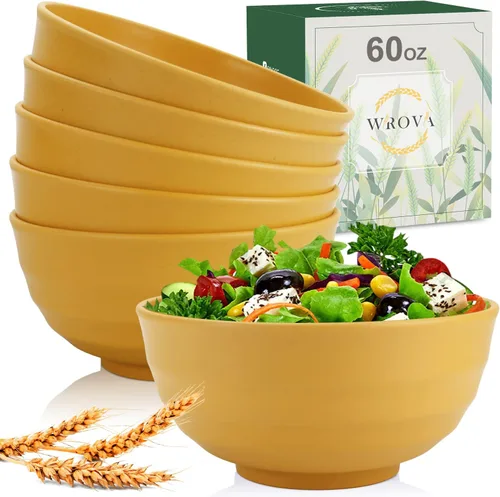 Miniatura 24 de Wrova Juego de 8 cuencos de paja de trigo para postre de 10 onzas, cuencos irrompibles para niños, mini cuencos para helado, aperitivos y frutas