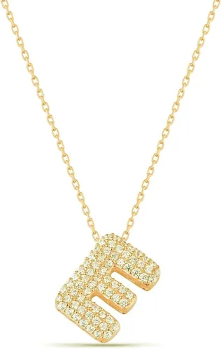 Elizz Jewels Collar con inicial de letra CZ de burbuja, dije con nombre con dije del alfabeto, collar de globo de circonita cúbica brillante