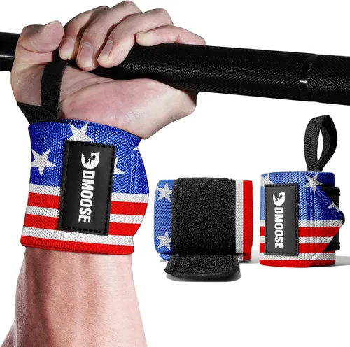 Miniatura 22 de DMoose Fitness Muñequeras para levantamiento de pesas de 18 pulgadas – Envoltura de gimnasio resistente con lazo para el pulgar para apoyo y alivio