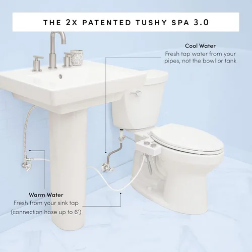 Miniatura 3 de TUSHY - Accesorio de bidé con agua fría a tibia, autolimpieza instalación fácil universal, requiere conexión de fregadero para control