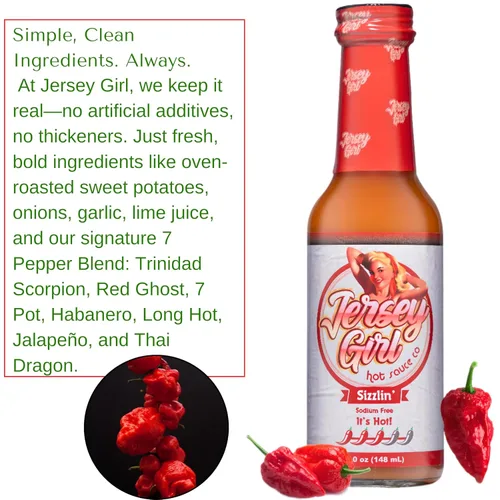 Miniatura 4 de Jersey Girl - Salsa picante de 5 onzas (paquete variado 3, picante, miel, masala india) Set de salsa picante baja en sodio