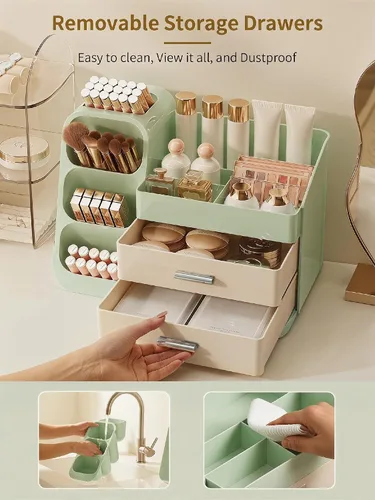 Miniatura 6 de Organizador de maquillaje con cajones para tocador, espacioso estuche de exhibición de cosméticos, solución de almacenamiento perfecta para tus